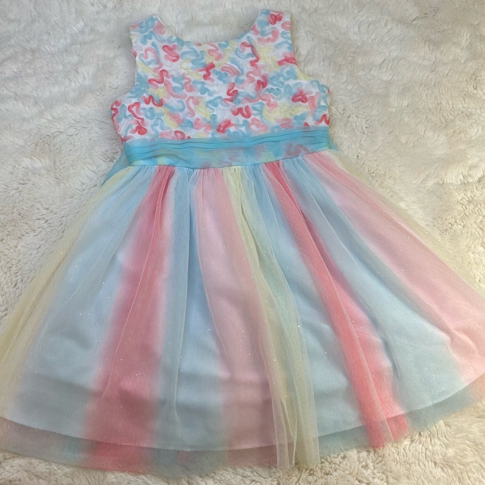 Jona Michelle Colorful Dress with Tulle Skirt Toddler Girl 4T Spring Easter